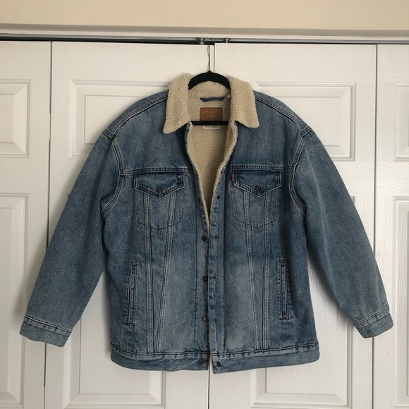 levi's baggy denim sherpa jacket